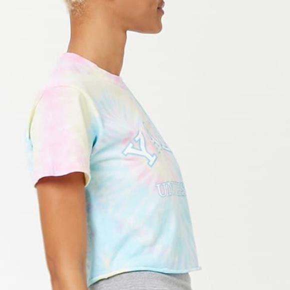🍍 YALE UNIVERSITY Pastel Tie Dye Boxy Crop Top - Picture 5 of 9